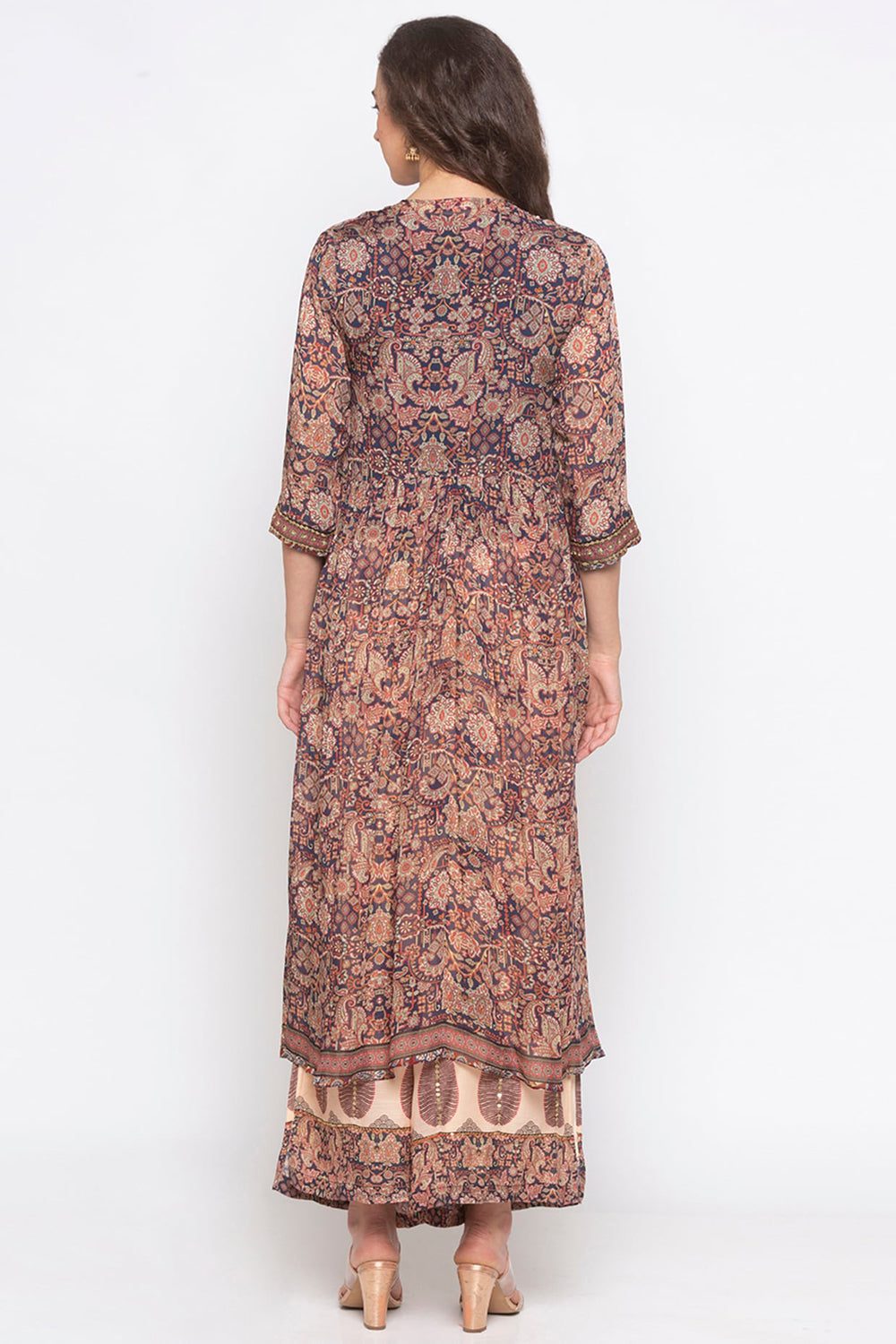 Floral Printed Kurta Palazzo With Kurta, Sleeve And Duppata.