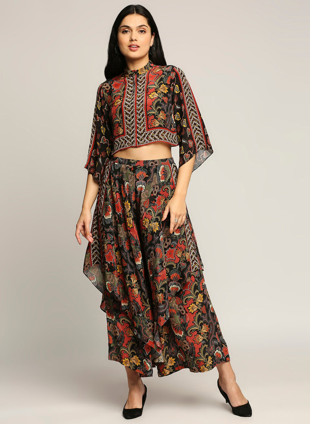 Batik Printed Top With Layered Pants