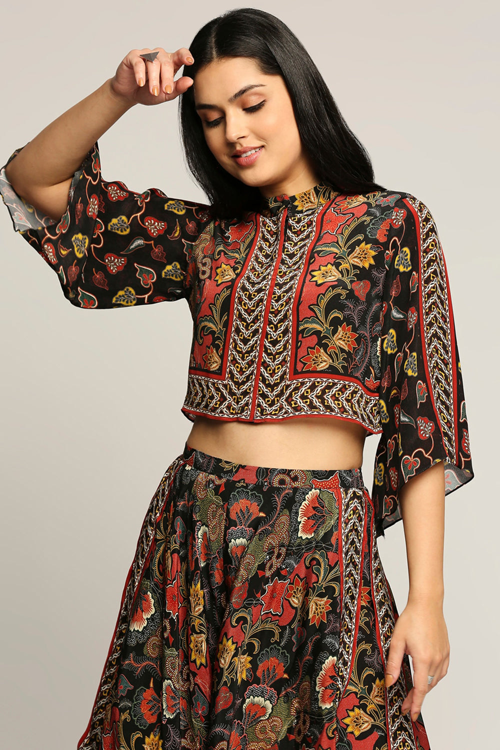 Batik Printed Top With Layered Pants