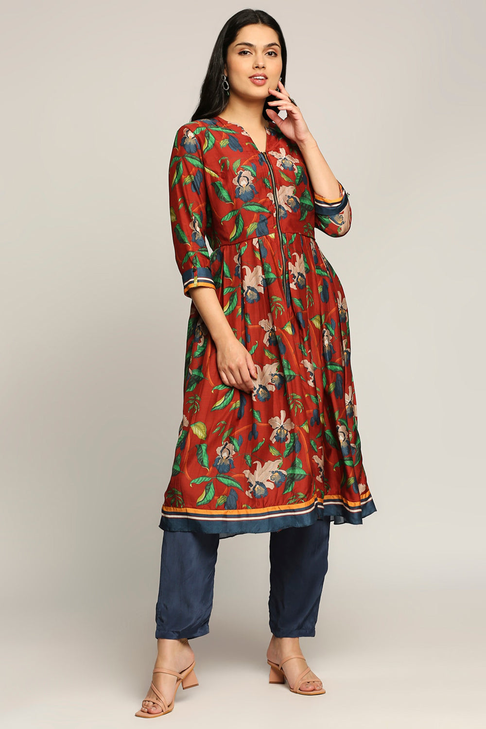 Orchid Bloom Printed Flared Kurta With Pant