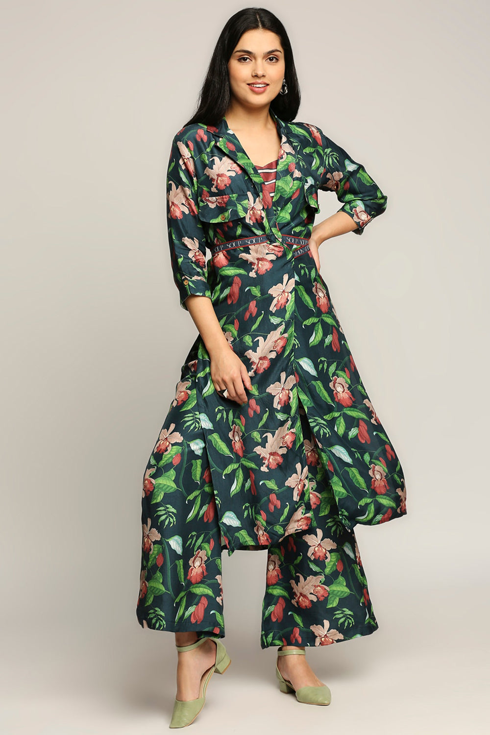 Orchid Bloom Printed Co-Ord Set With Jacket