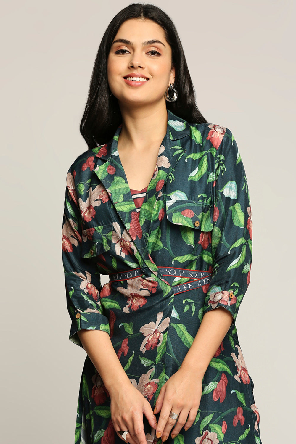 Orchid Bloom Printed Co-Ord Set With Jacket