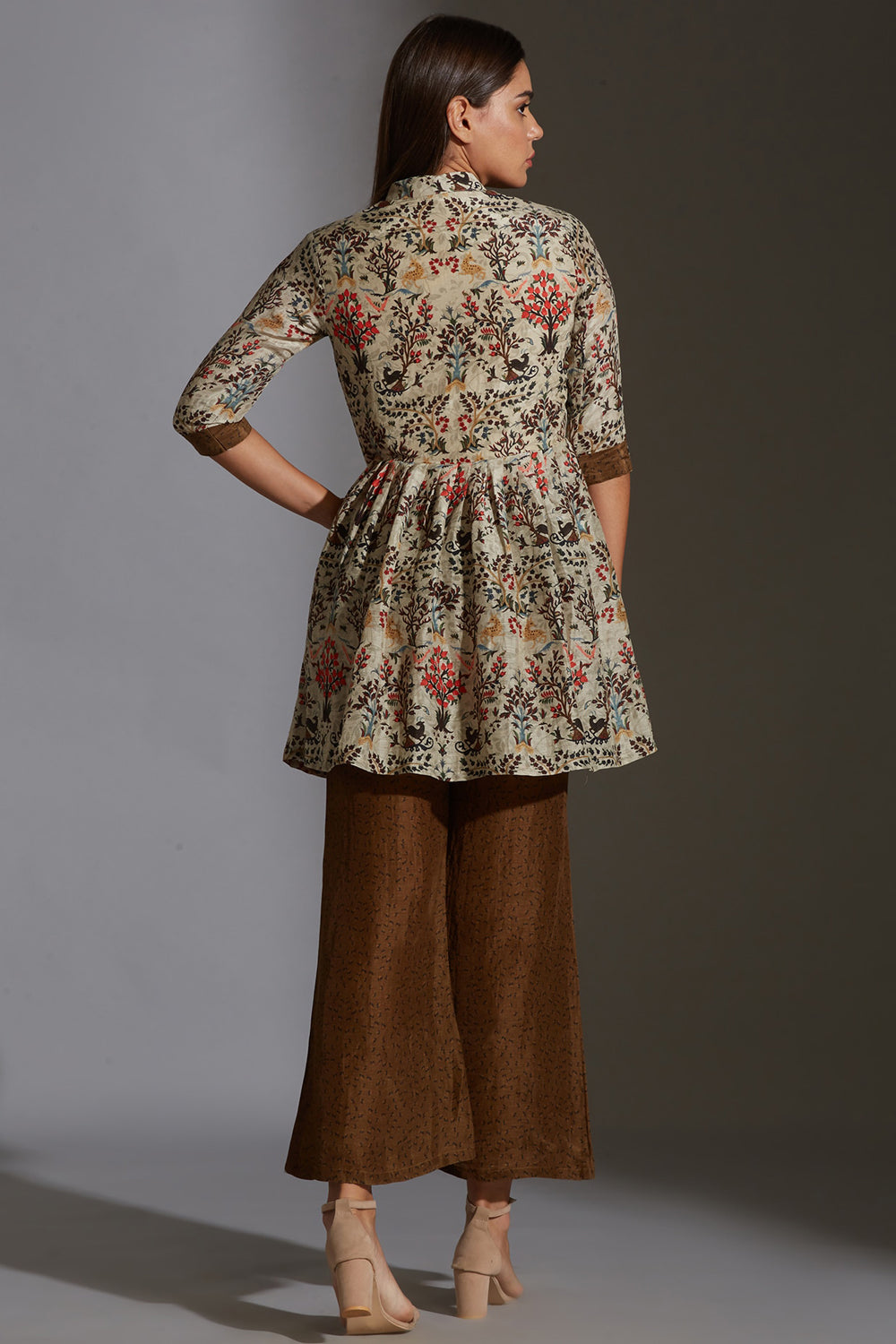 Qaleen Printed Peplum Top And Pinted Pants