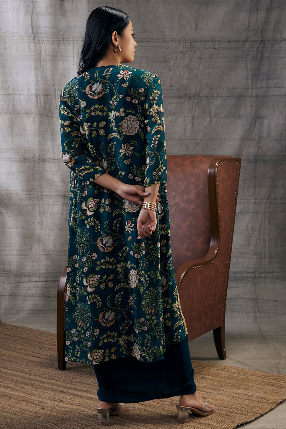 Mehr Drape Dress With Printed Jacket