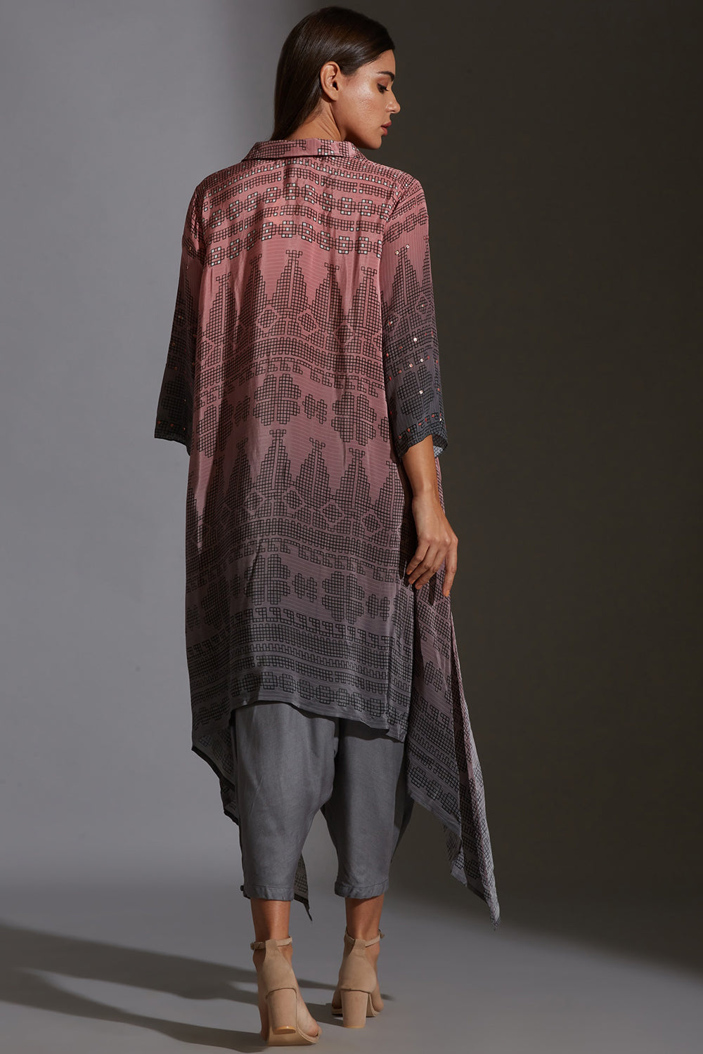 Rangrez Ombre Asymmetrical Top And Dhoti