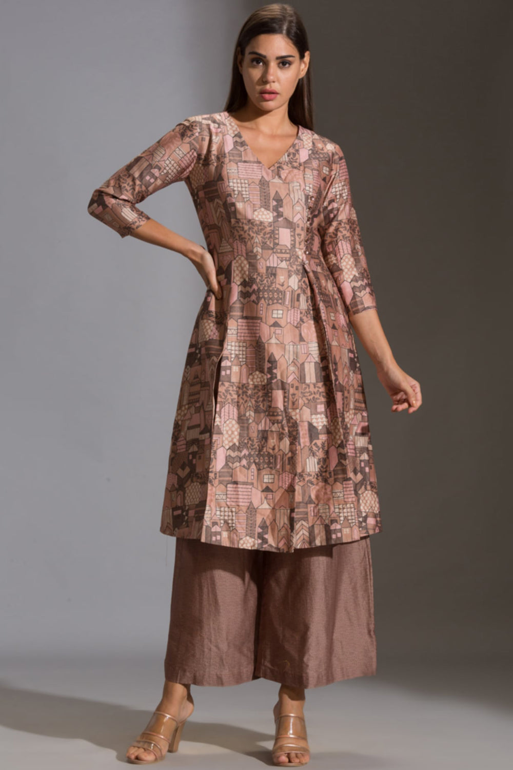 Maskan Printed Overlap Kurta With Palazzo