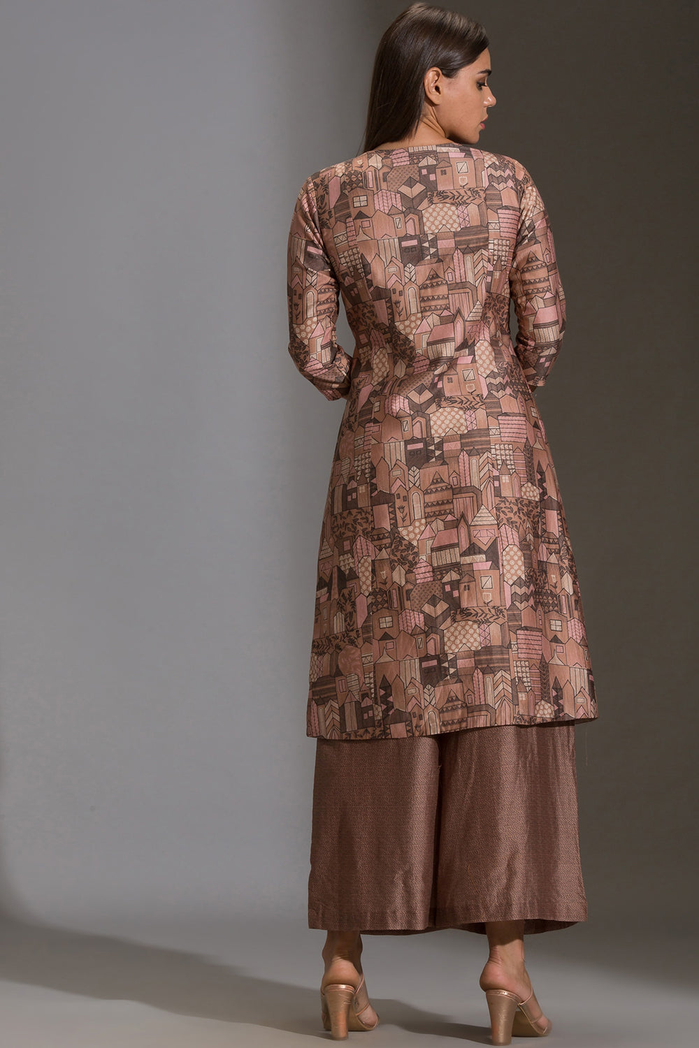 Maskan Printed Overlap Kurta With Palazzo