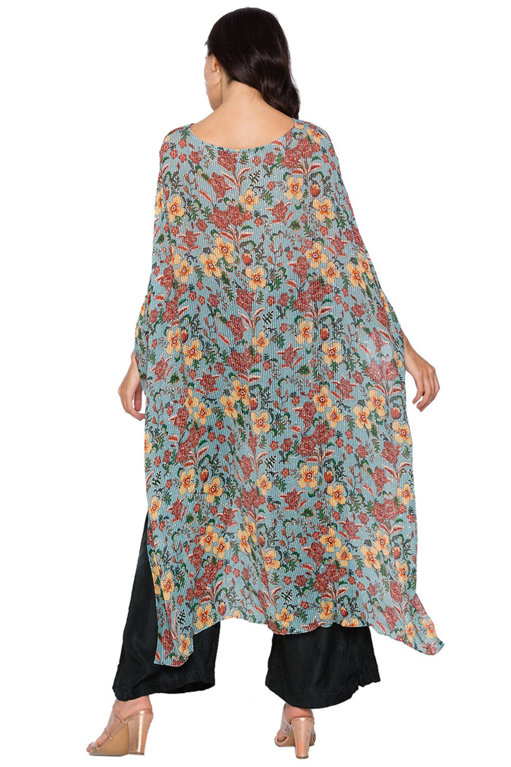 Azalea Floral Printed Kaftan Asymmetrical Top With Pants