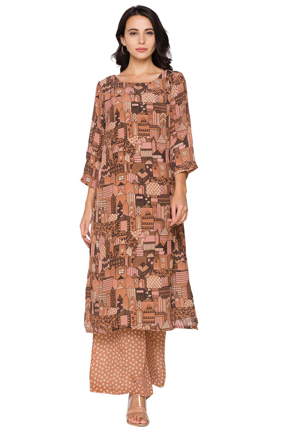 Maskaan Printed Kurta Paired With Printed Pants