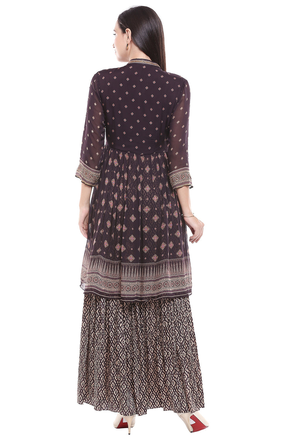 Afreen Printed Top With Ikat Printed Sharara Pant