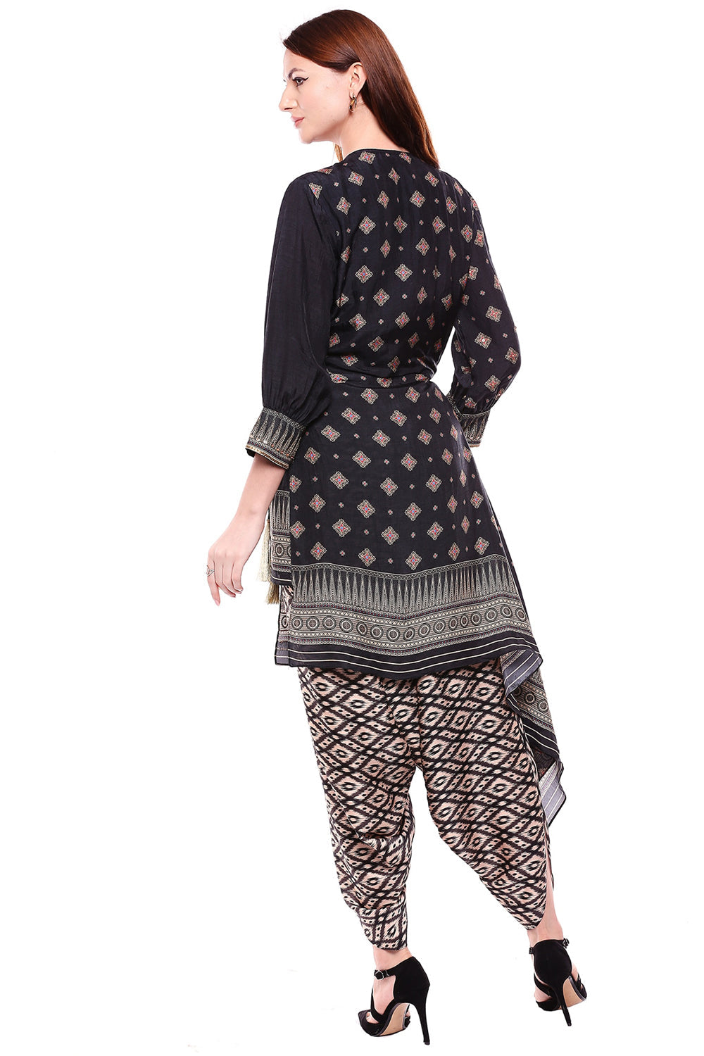 Afreen Printed Overlap Kurta With Dhooti Set