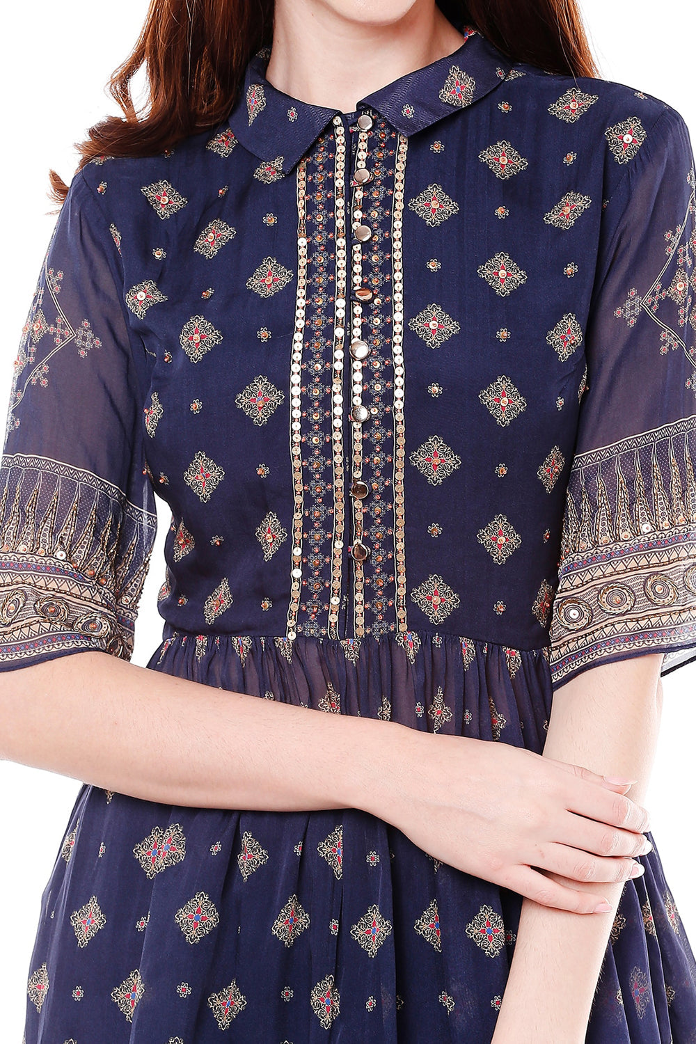 Afreen Printed Top With Drape Skirt