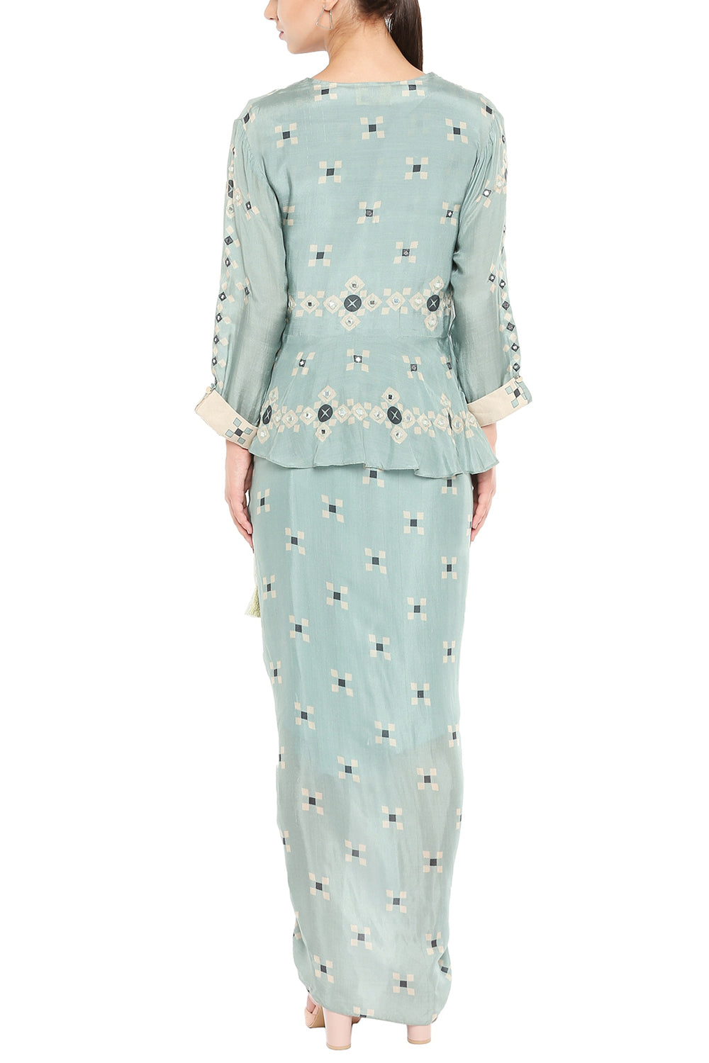 Mirror Printed Dress With Jacket