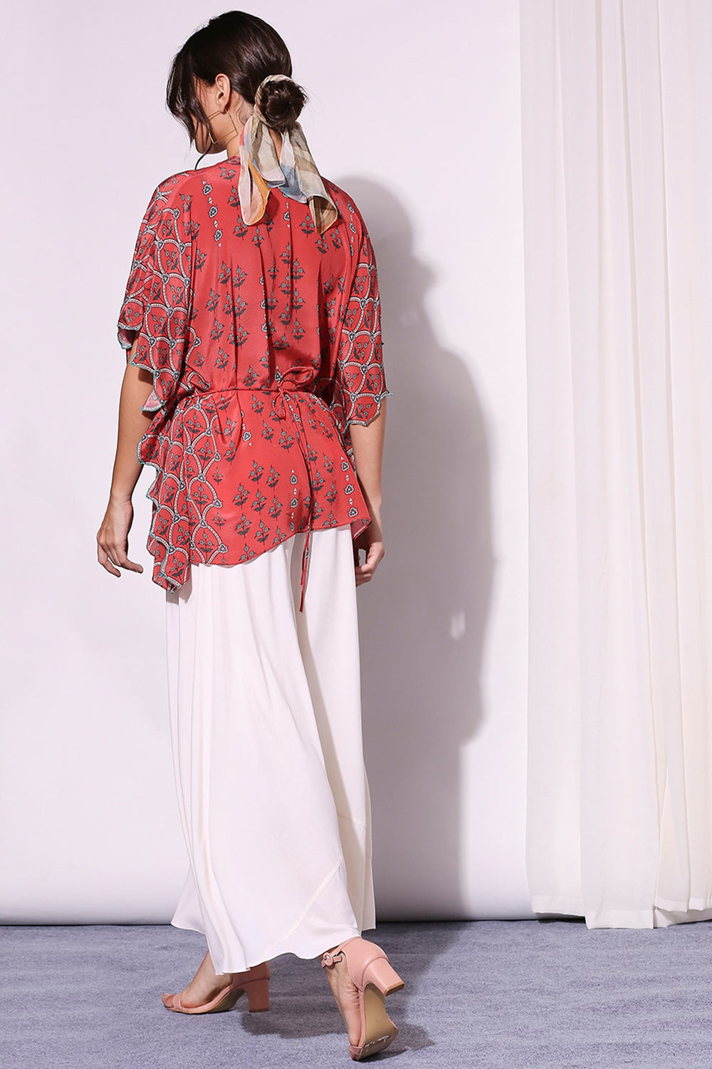 Ethnic Floral Printed Kaftaan Top And Pants