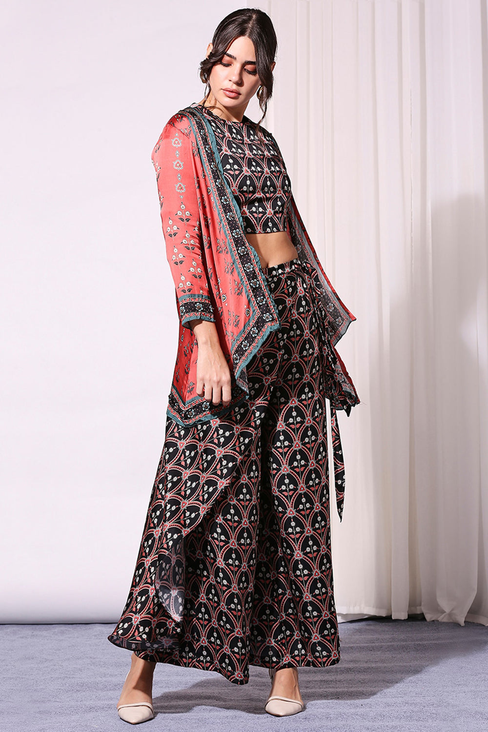 Ethnic Printed Co-Ord Set And Jacket