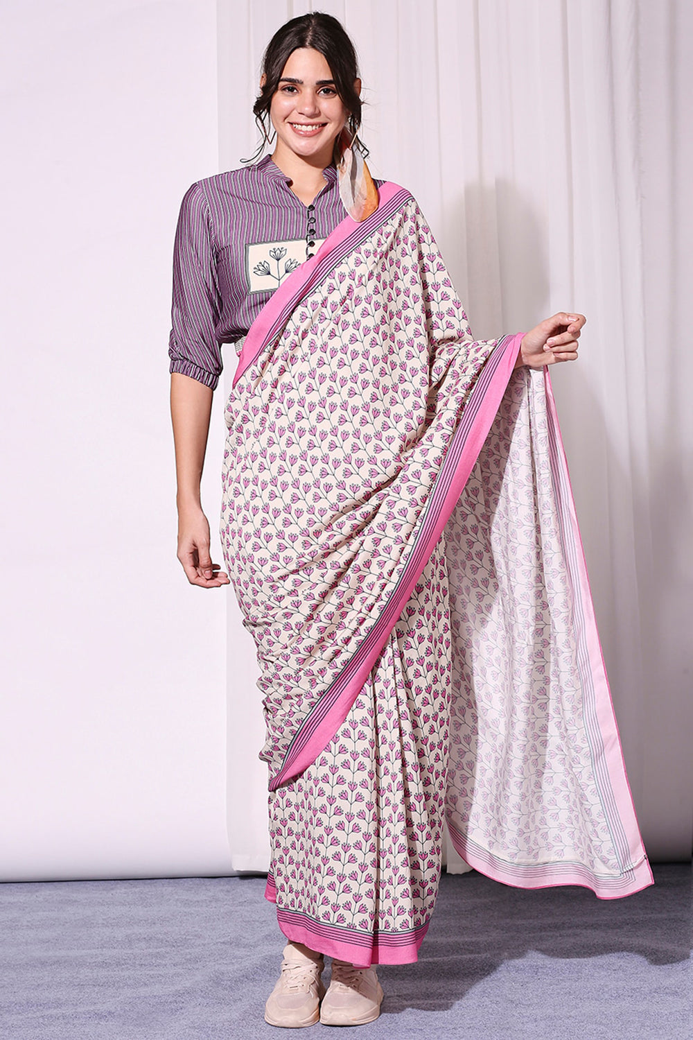 Summer Florals Printed Pre-Stitched Saree