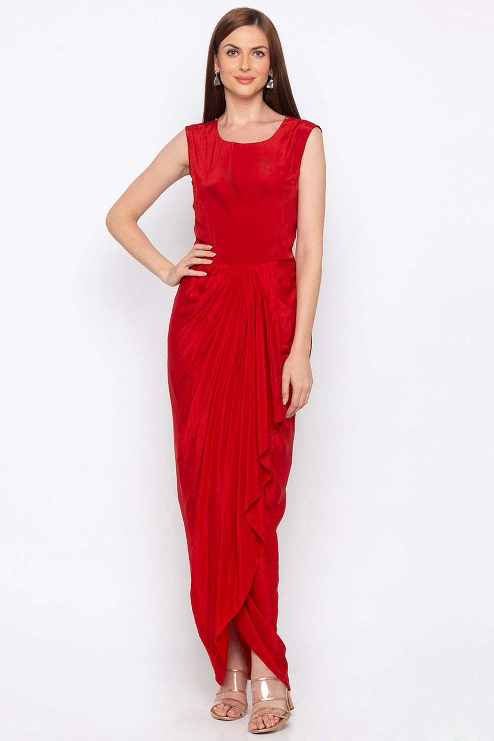 Wild-Flower Printed Dress With Cape