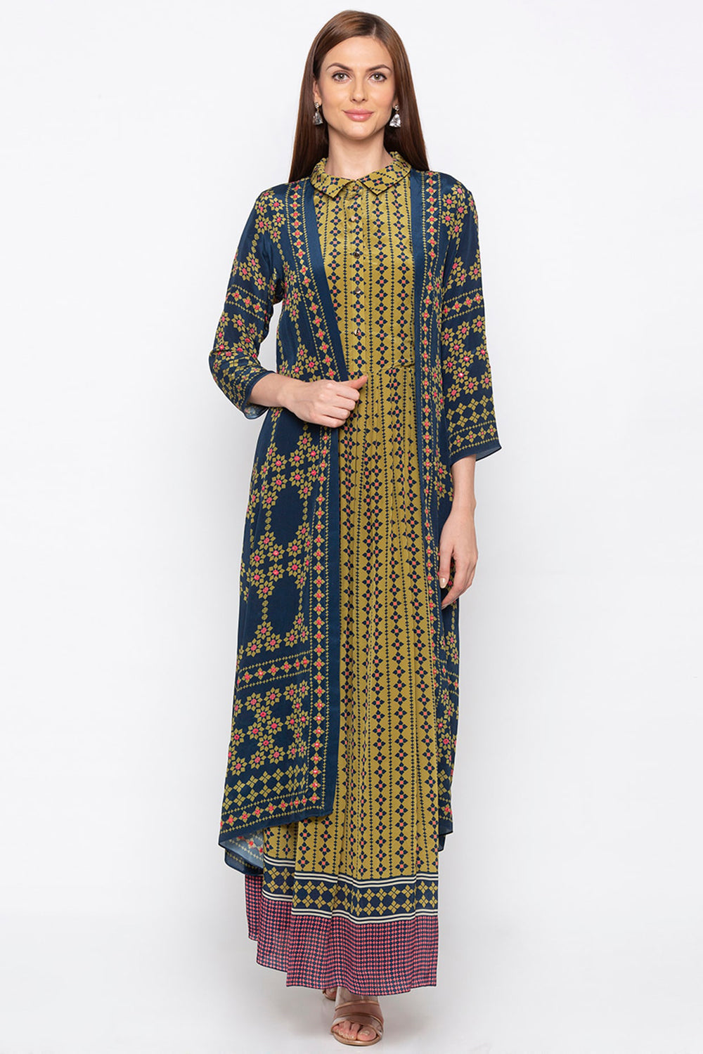 Tiraz Printed Long Dress With Jacket