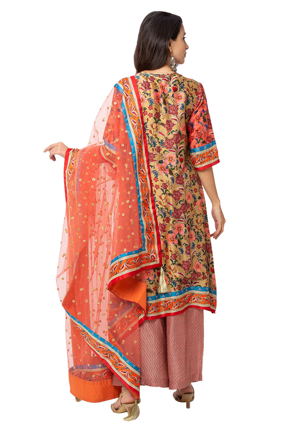 Printed Kurta With Palazzo And Dupatta