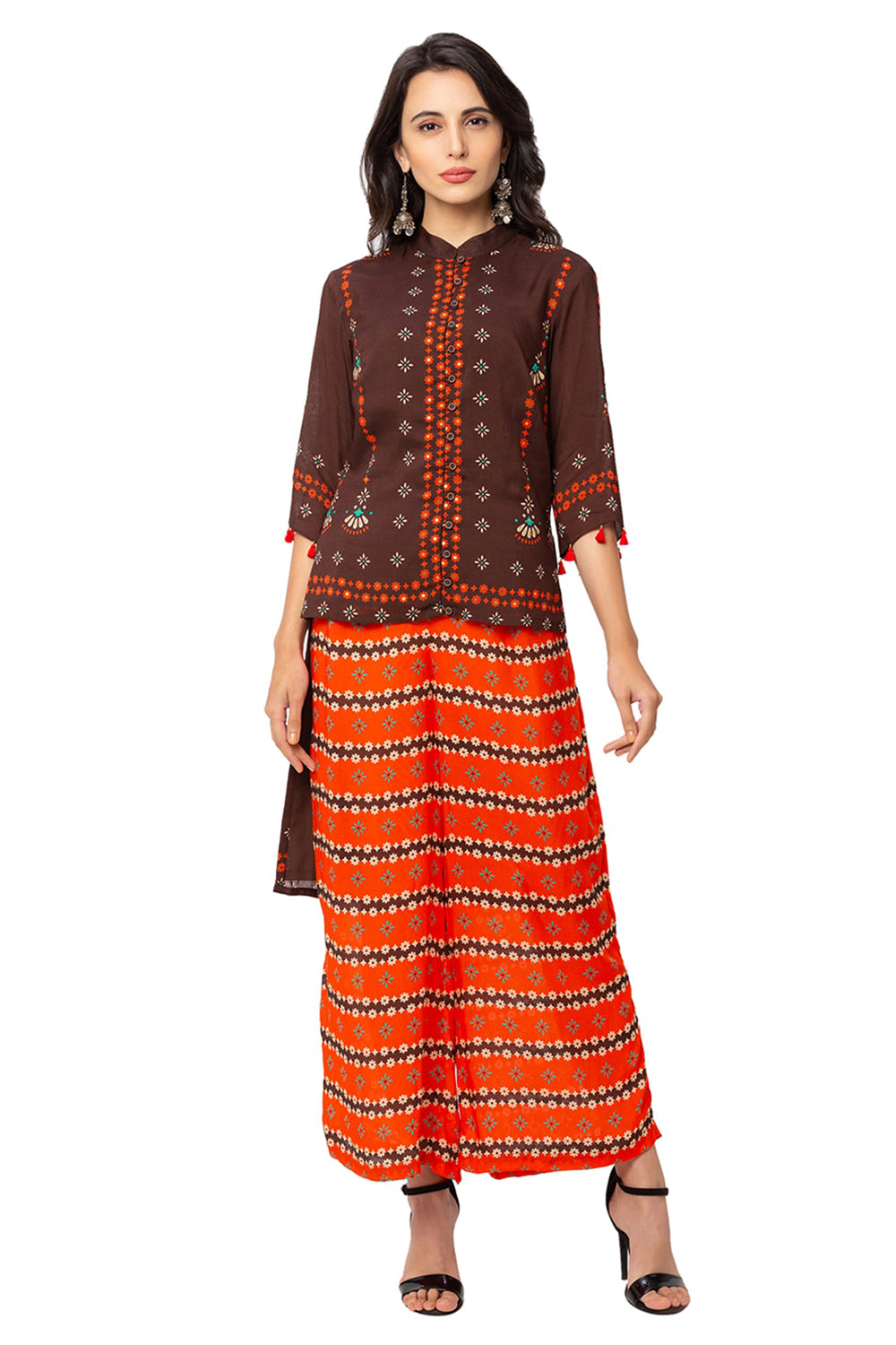 Printed High-Low Tunic With Palazzo Pants