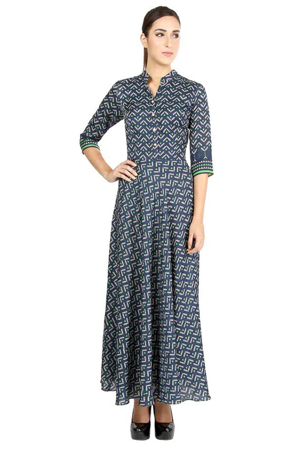 Azuleza Printed Long Dress