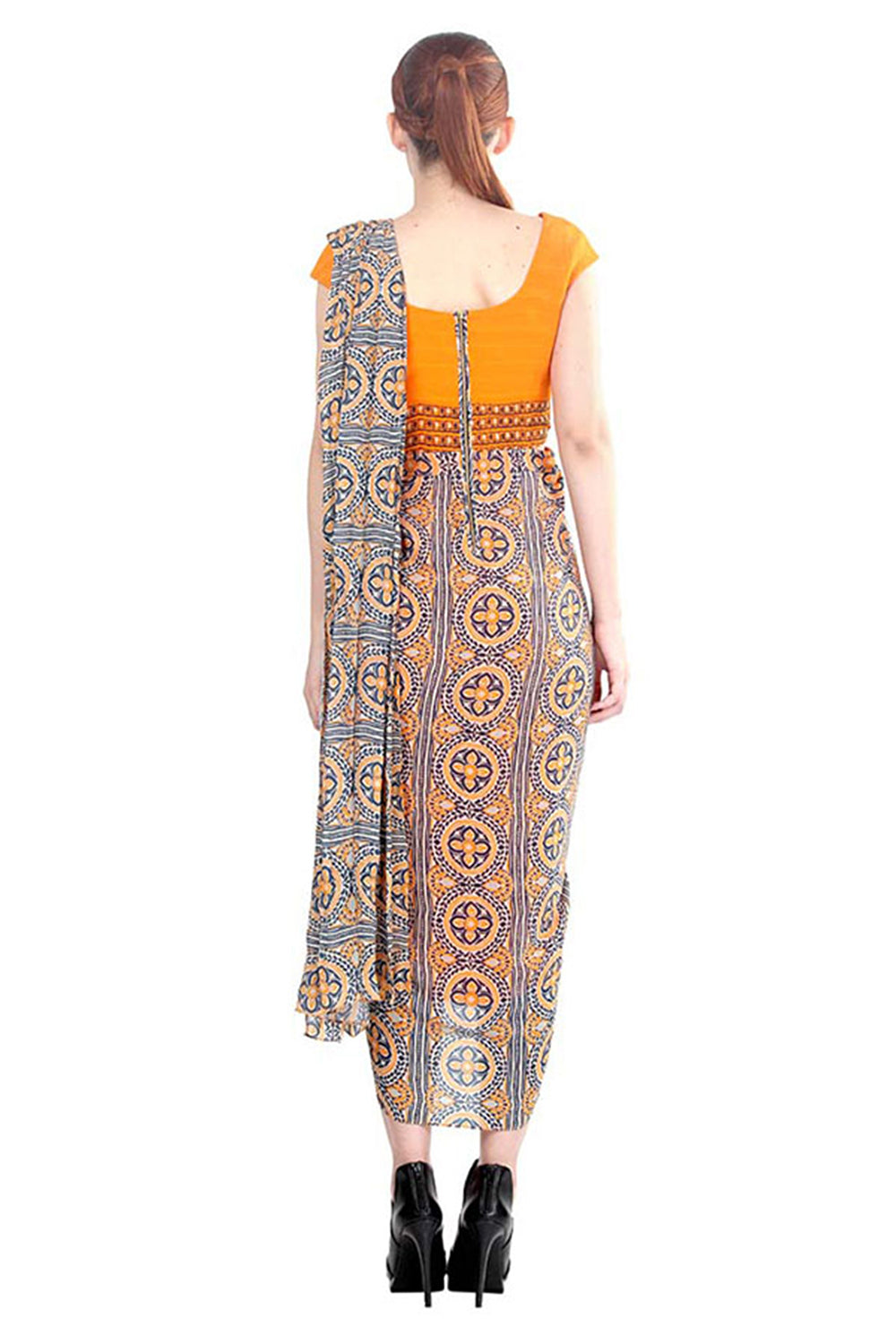 Azuleza Printed Pre-Stitched Saree With Top