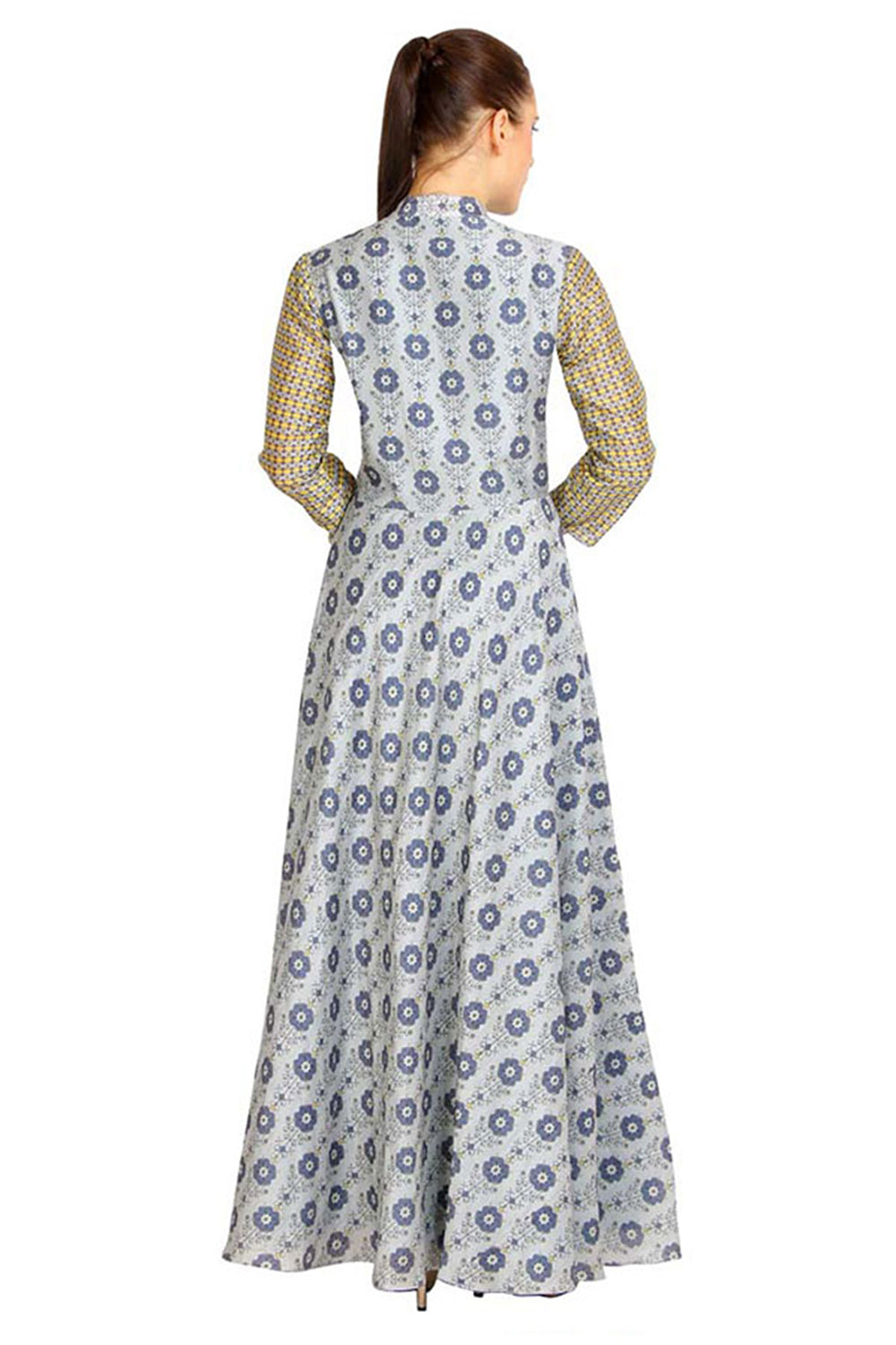 Geo Floral Printed Flared Long Dress