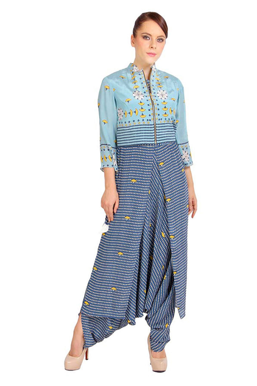 Bagru Printed Jumpsuit With Short Jacket