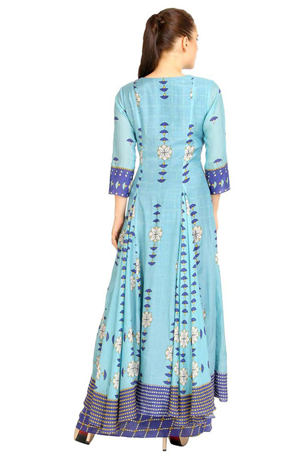 Bagru Printed Long Dress With Jacket