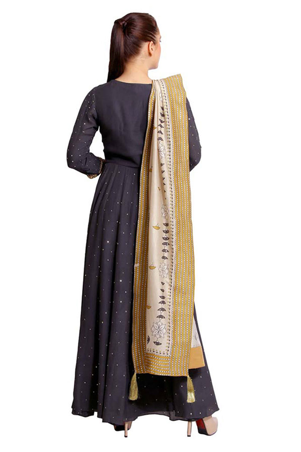 Bagru Printed Anarkali Dress With Dupatta