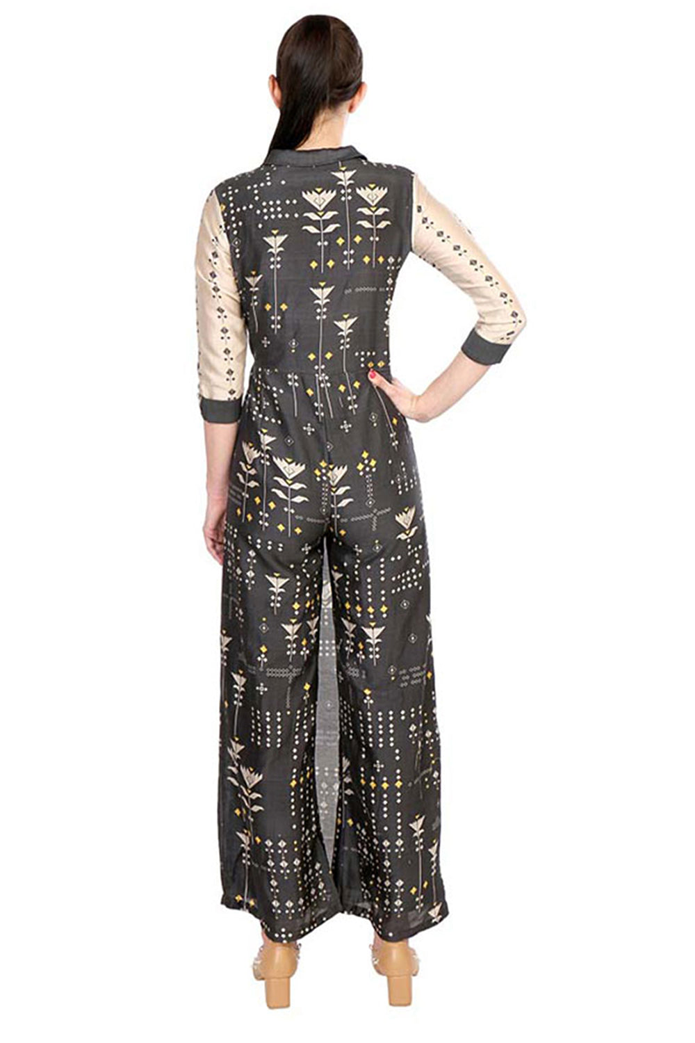 Azulejos Printed Overlap Jumpsuit