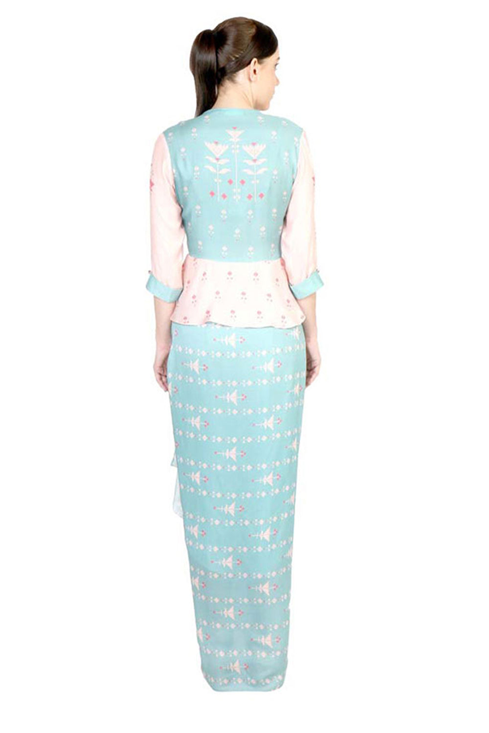 Azulejos Printed Drape Skirt With Peplum Top