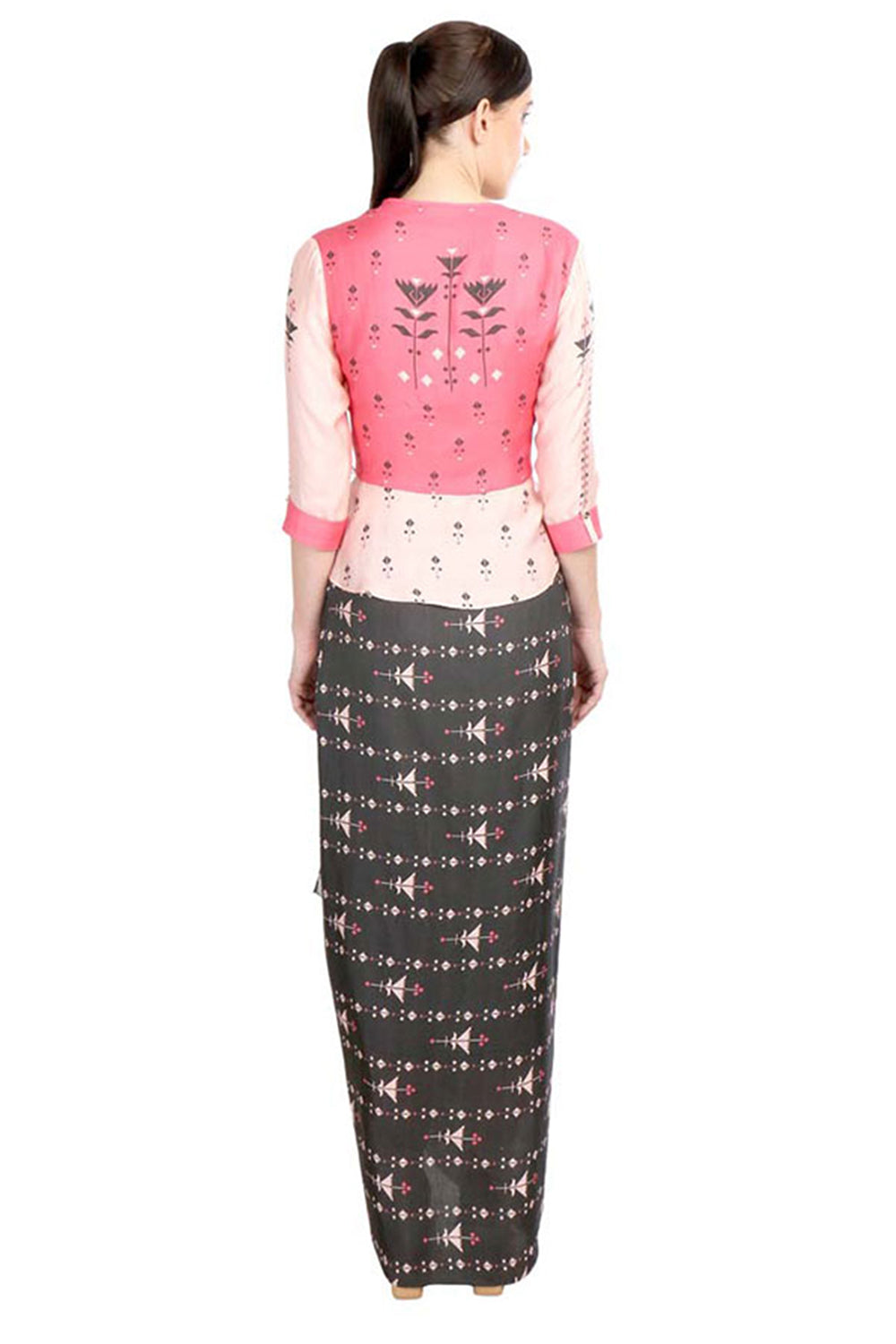 Azulejos Printed Drape Skirt With Peplum Top