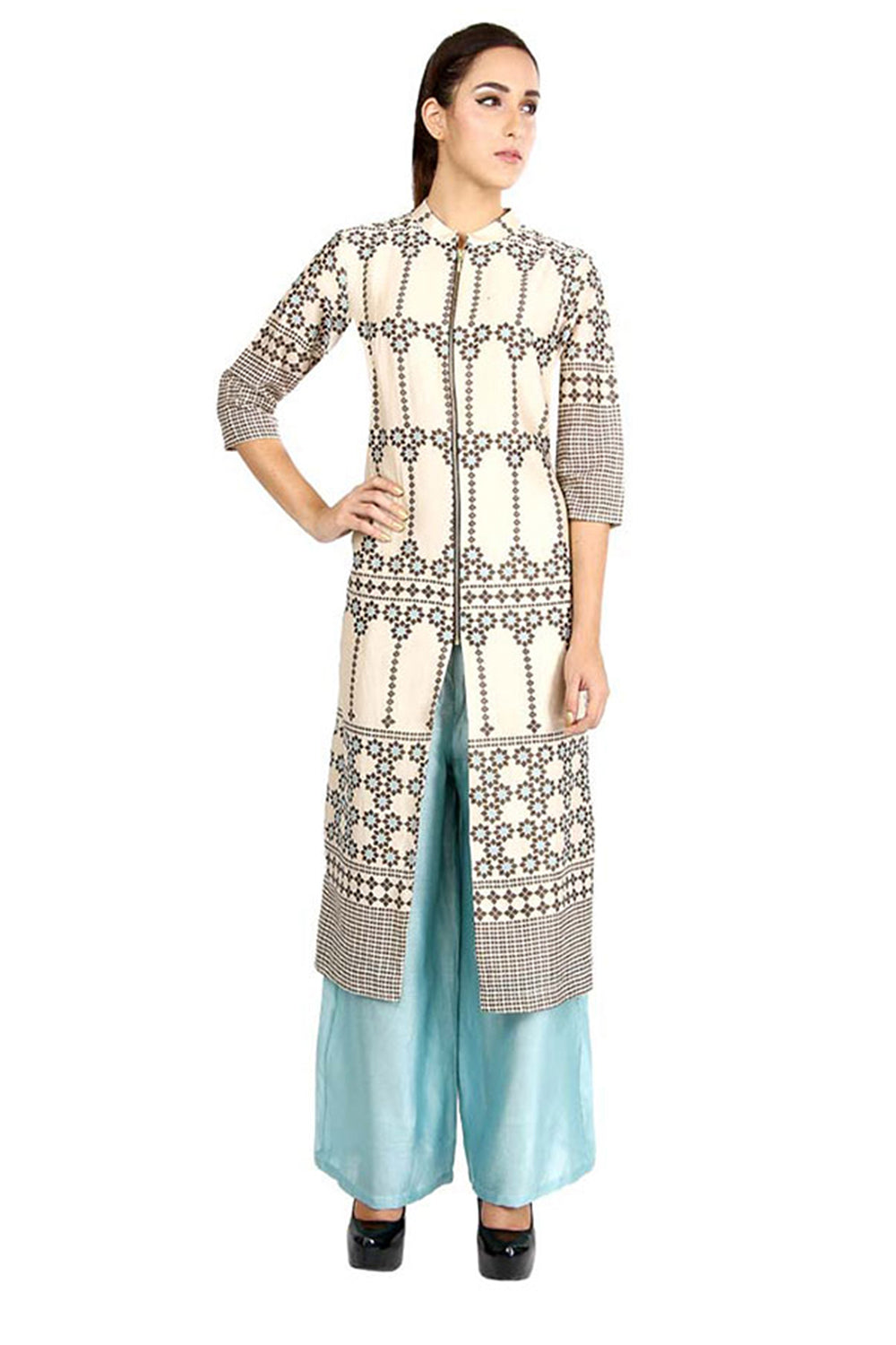 Azuleza Printed Straight Kurta With Palazzo