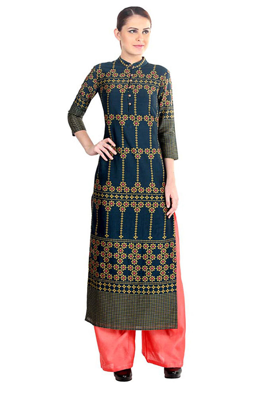 Azuleza Printed Straight Kurta With Palazzo