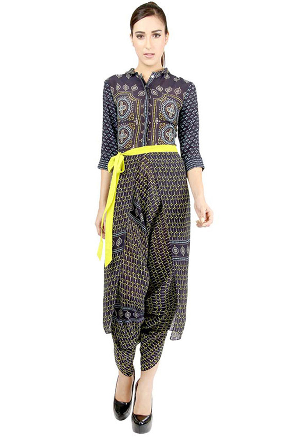 Azuleza Printed Jumpsuit With Belt